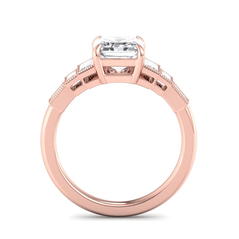 Rose Gold Carolina (5/8ctw) & 1ct Asscher Lab Grown Diamond Center