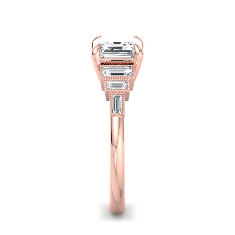 Rose Gold Carolina (5/8ctw) & 1ct Asscher Lab Grown Diamond Center