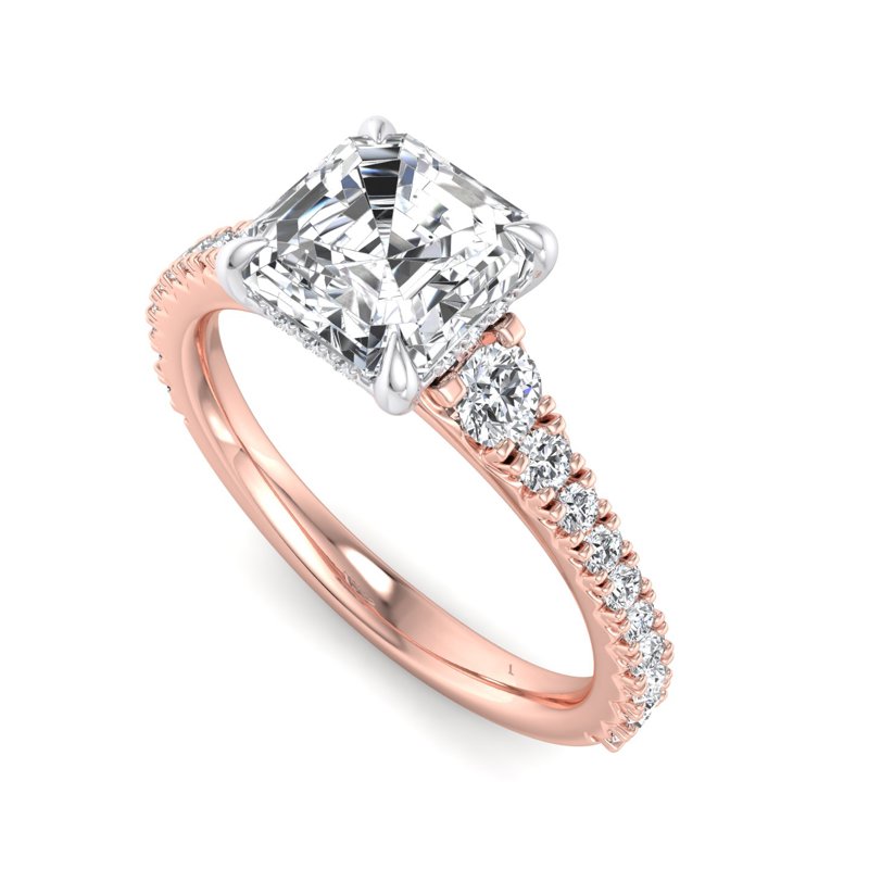 Rose Gold Isla Hidden (3/8ctw) & 1ct Asscher Lab Grown Diamond Center