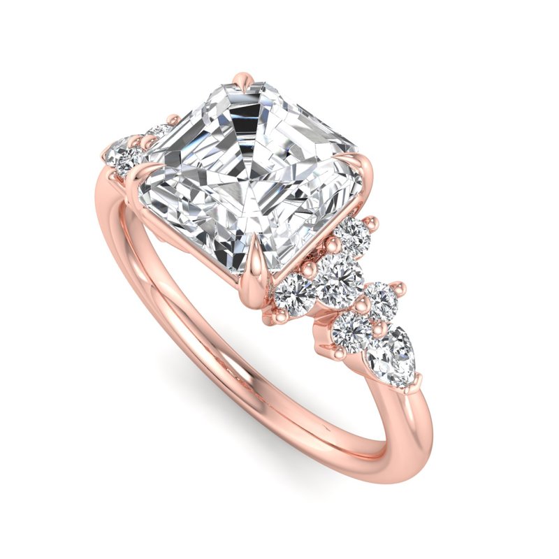 Rose Gold Imani Pear & Round & 1ct Asscher Lab Grown Diamond Center