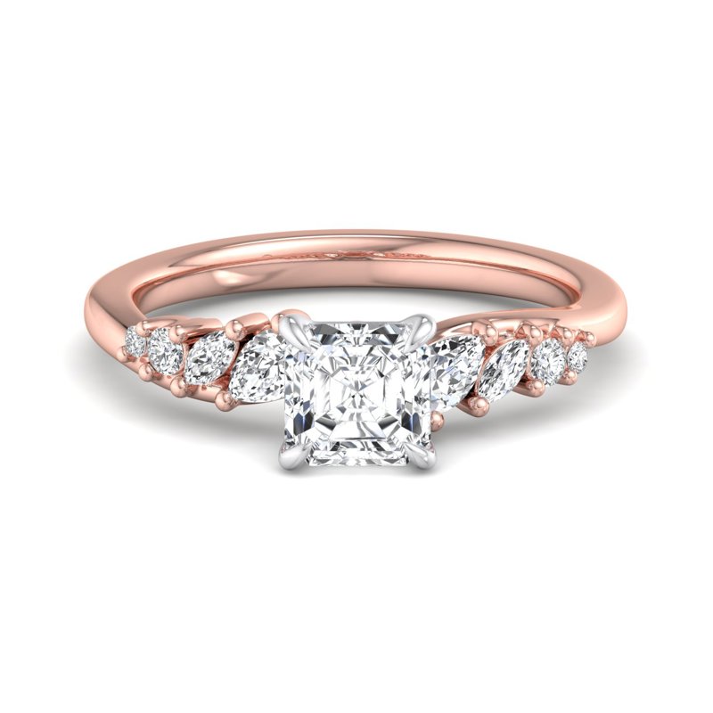 Rose Gold Reign Pear & Marquise & 1ct Asscher Lab Grown Diamond Center