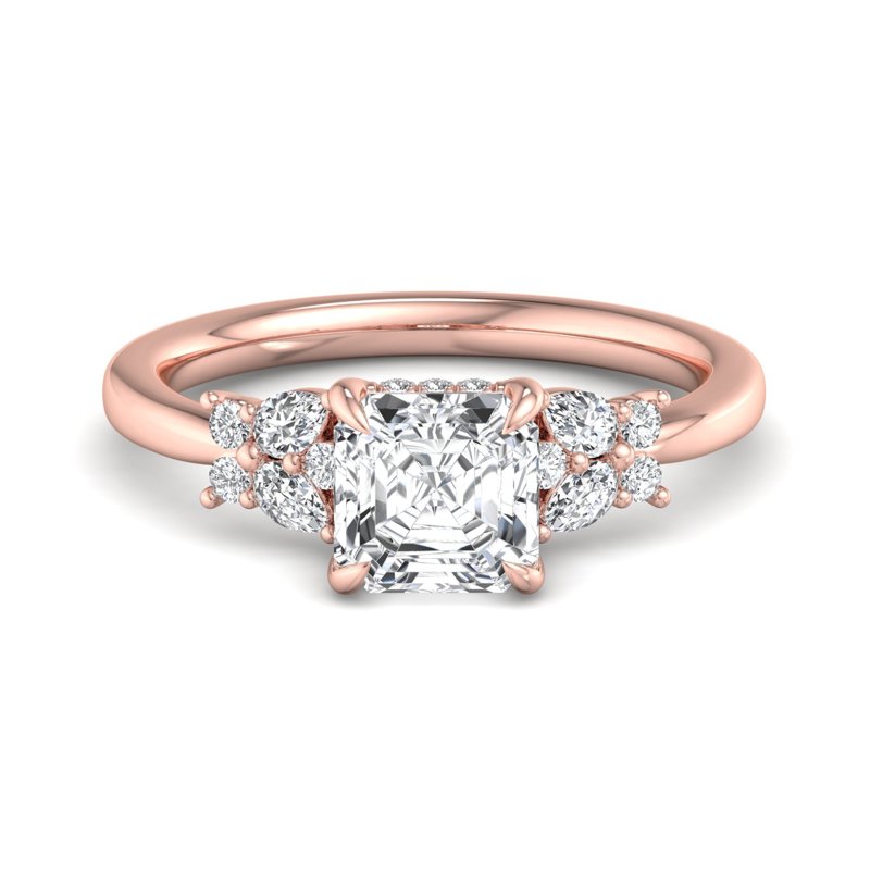 Rose Gold Felicity Pear & Rounds & 1ct Asscher Lab Grown Diamond Center