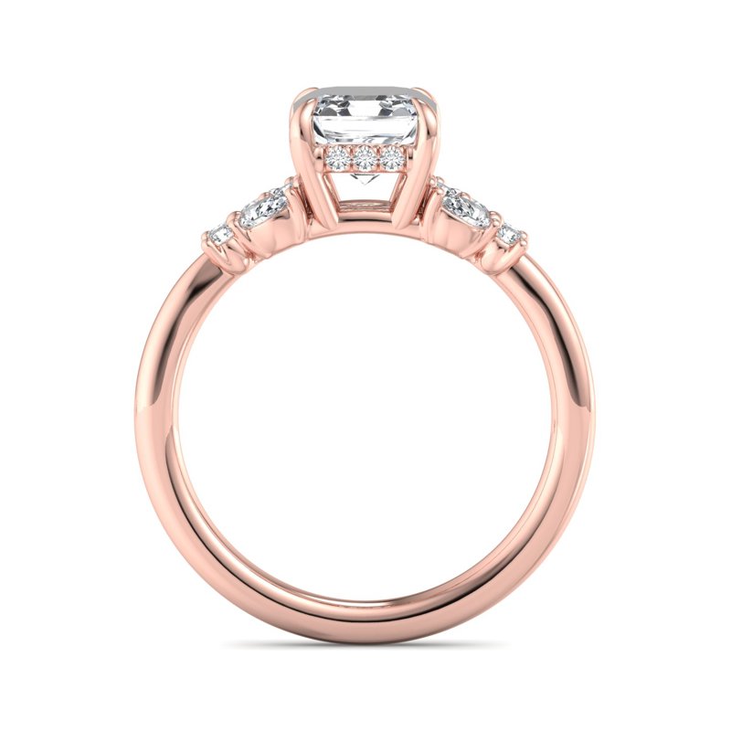 Rose Gold Felicity Pear & Rounds & 1ct Asscher Lab Grown Diamond Center