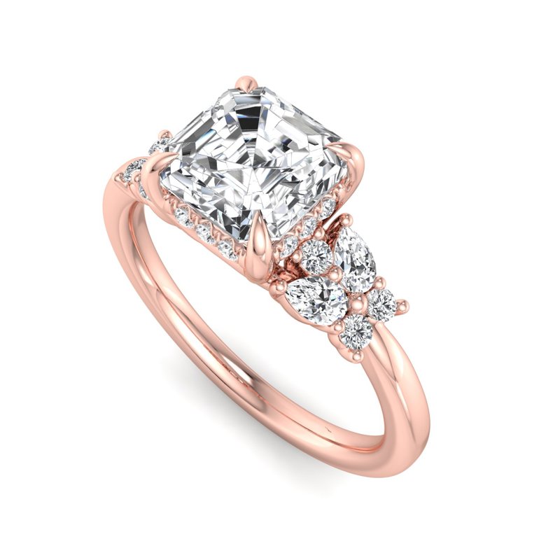 Rose Gold Felicity Pear & Rounds & 1ct Asscher Lab Grown Diamond Center