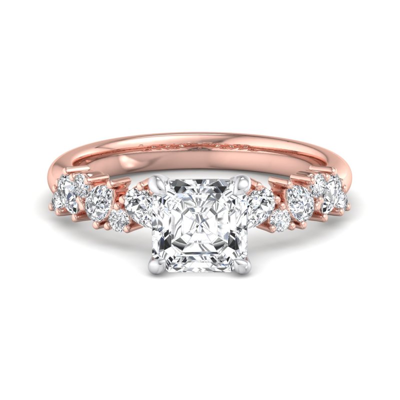 Rose Gold Angelica Pear & Round & 1ct Asscher Lab Grown Diamond Center