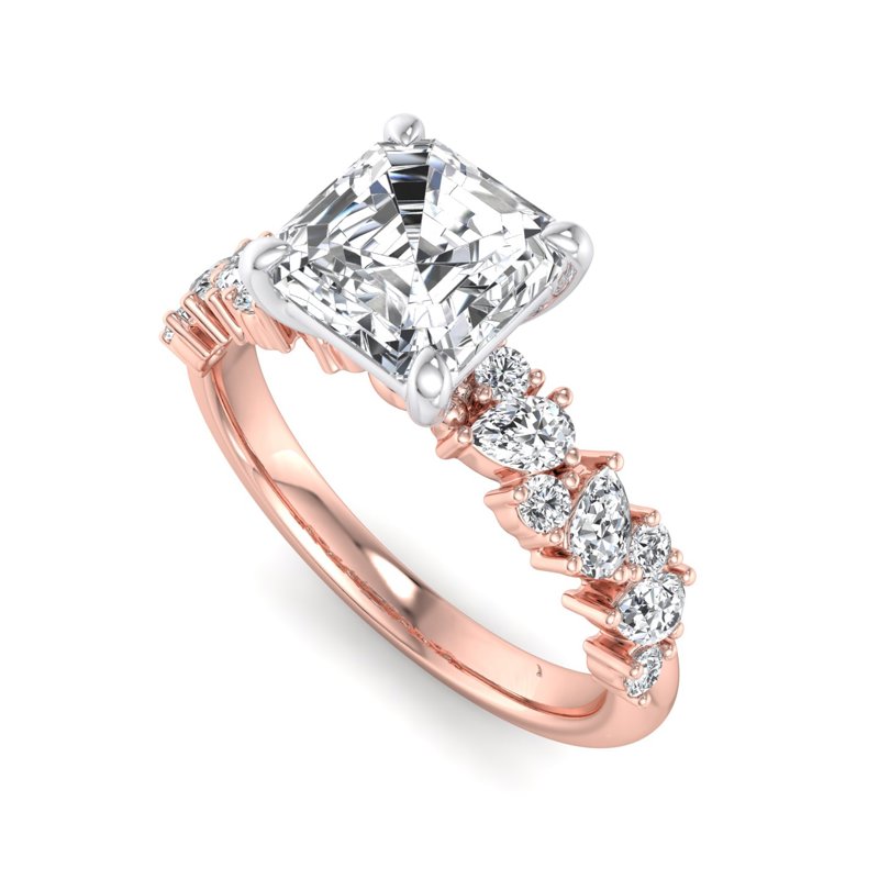 Rose Gold Angelica Pear & Round & 1ct Asscher Lab Grown Diamond Center