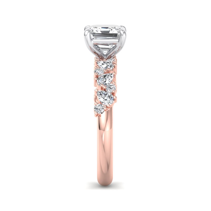 Rose Gold Angelica Pear & Round & 1ct Asscher Lab Grown Diamond Center