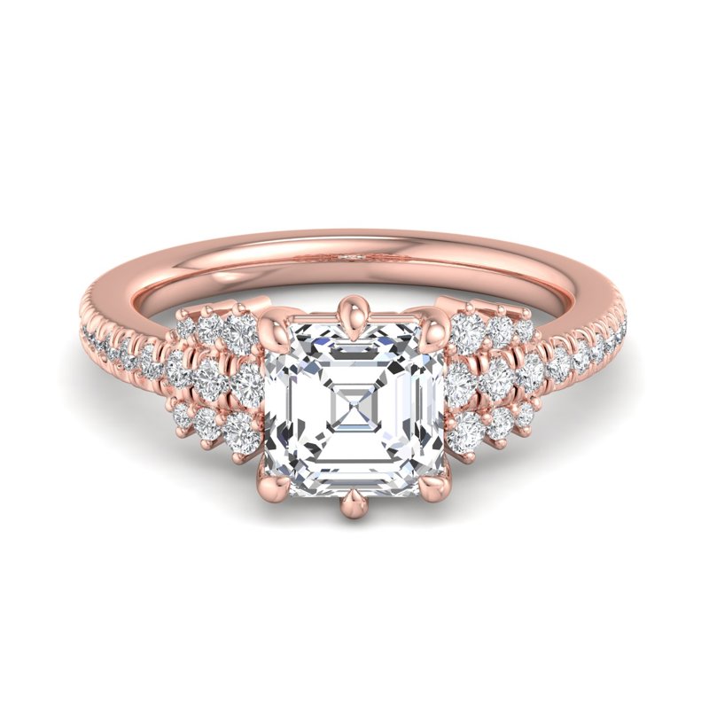 Rose Gold Eevee (1/3ctw) & 1ct Asscher Lab Grown Diamond Center