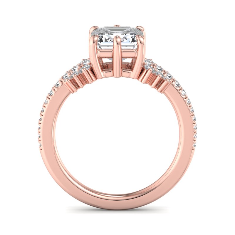 Rose Gold Eevee (1/3ctw) & 1ct Asscher Lab Grown Diamond Center