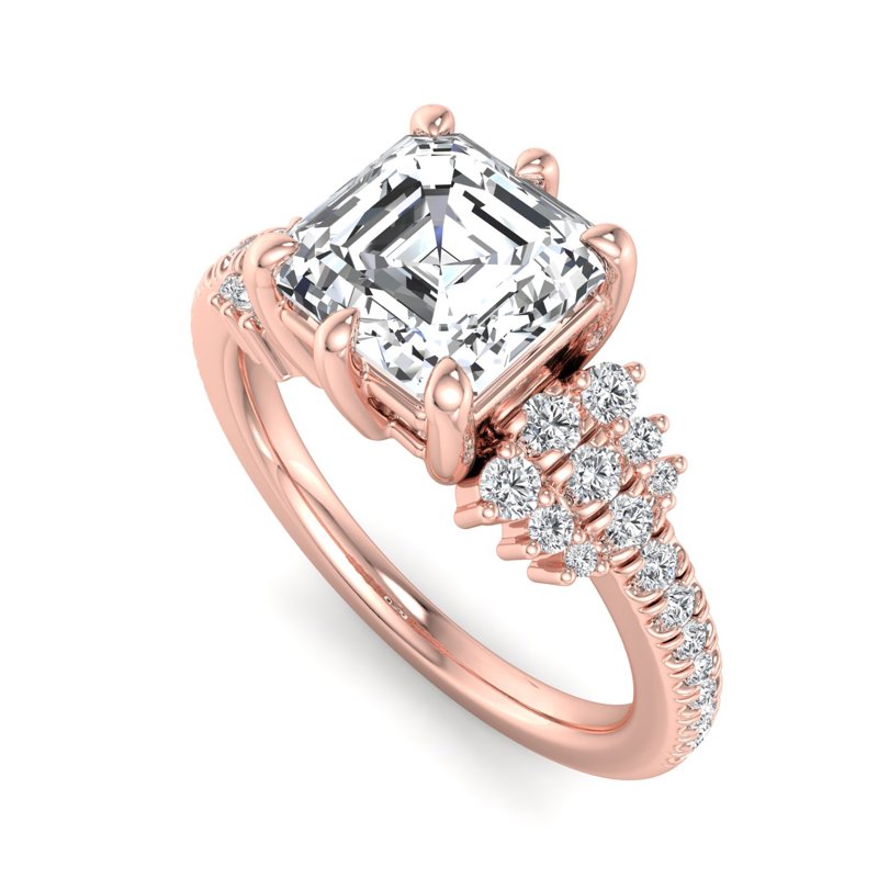Rose Gold Eevee (1/3ctw) & 1ct Asscher Lab Grown Diamond Center