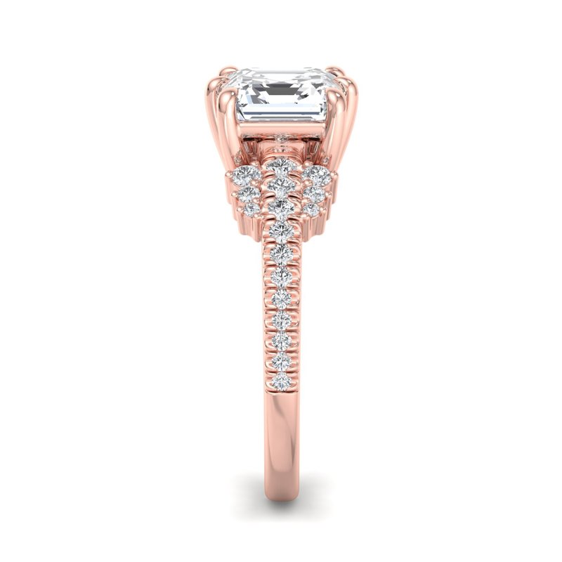 Rose Gold Eevee (1/3ctw) & 1ct Asscher Lab Grown Diamond Center