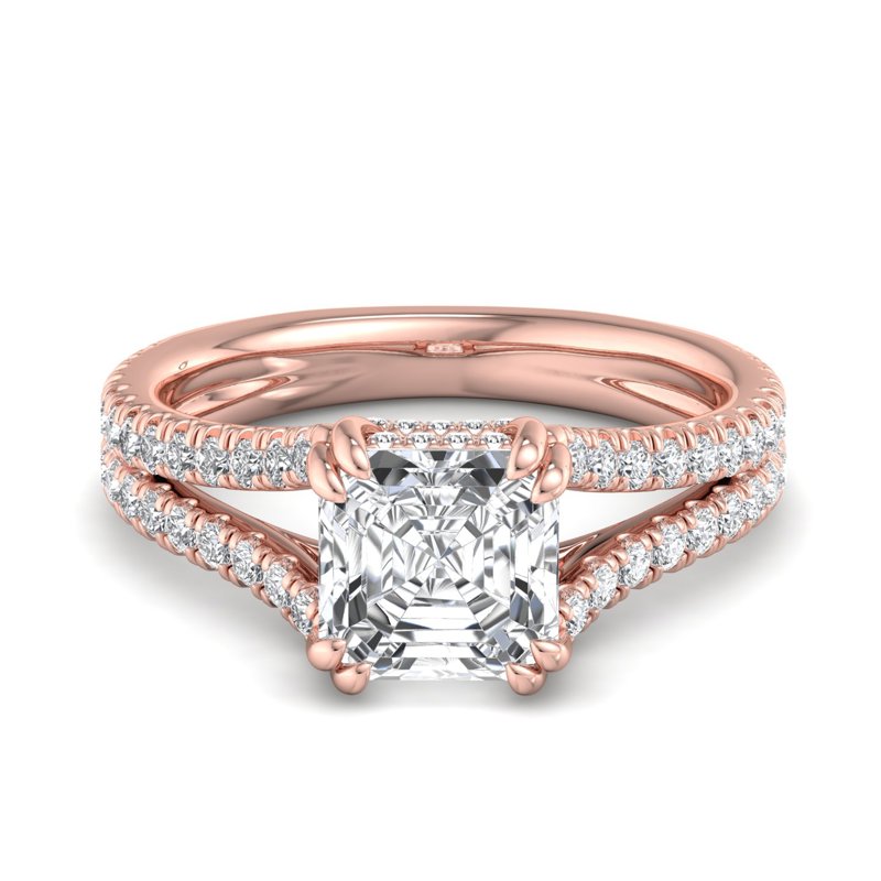 Rose Gold Grand Elizabeth & 1ct Asscher Lab Grown Diamond Center