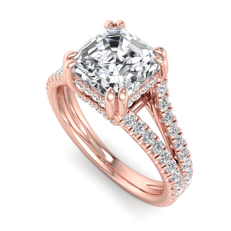 Rose Gold Grand Elizabeth & 1ct Asscher Lab Grown Diamond Center