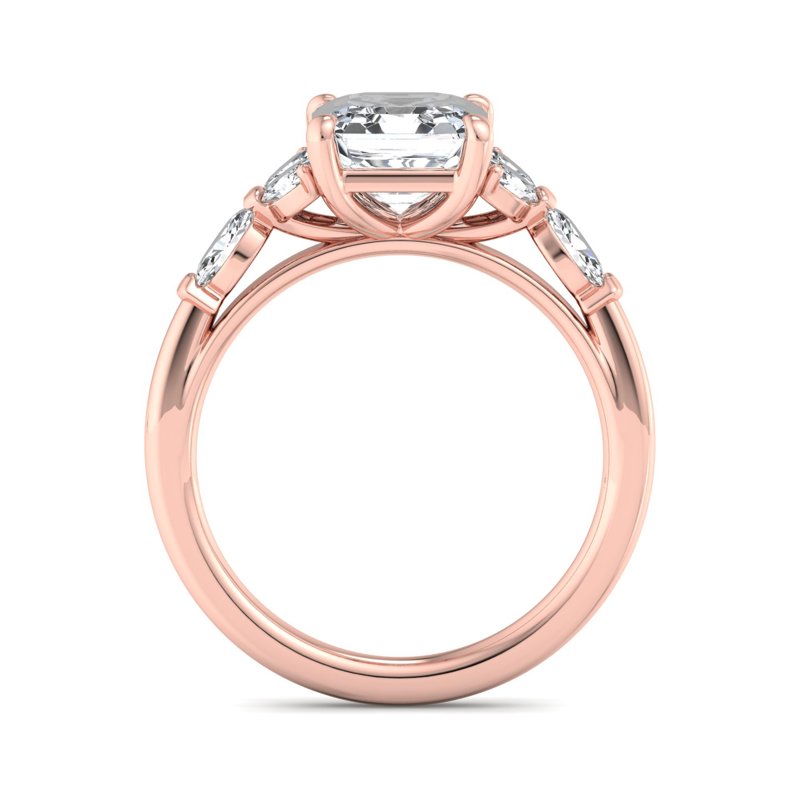 Rose Gold Tres Oval (3/8ctw) & 1ct Asscher Lab Grown Diamond Center