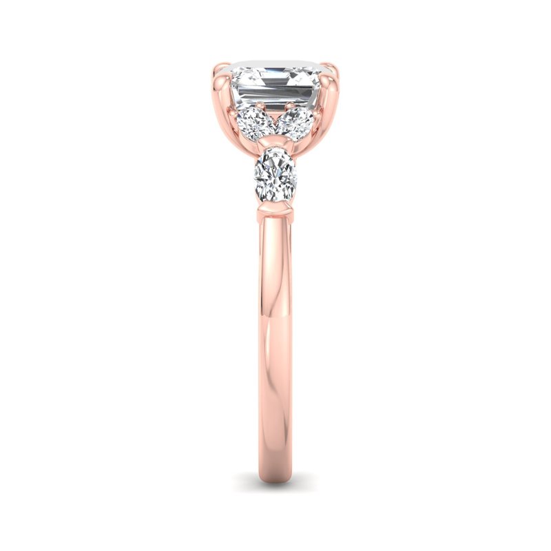 Rose Gold Tres Oval (3/8ctw) & 1ct Asscher Lab Grown Diamond Center