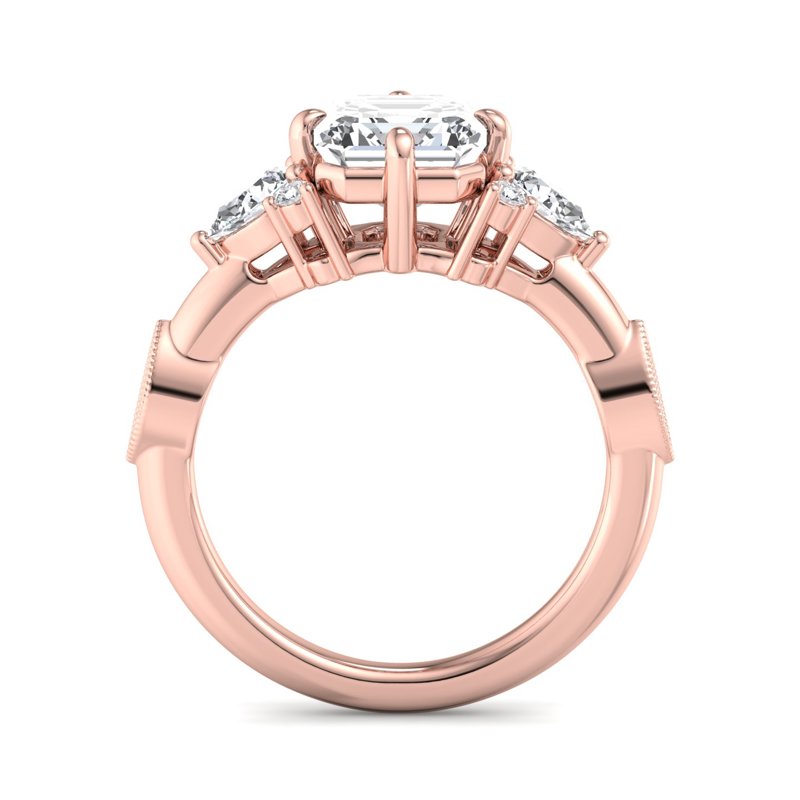 Rose Gold Lucielle Pear (3/8ctw) & 1ct Asscher Lab Grown Diamond Center