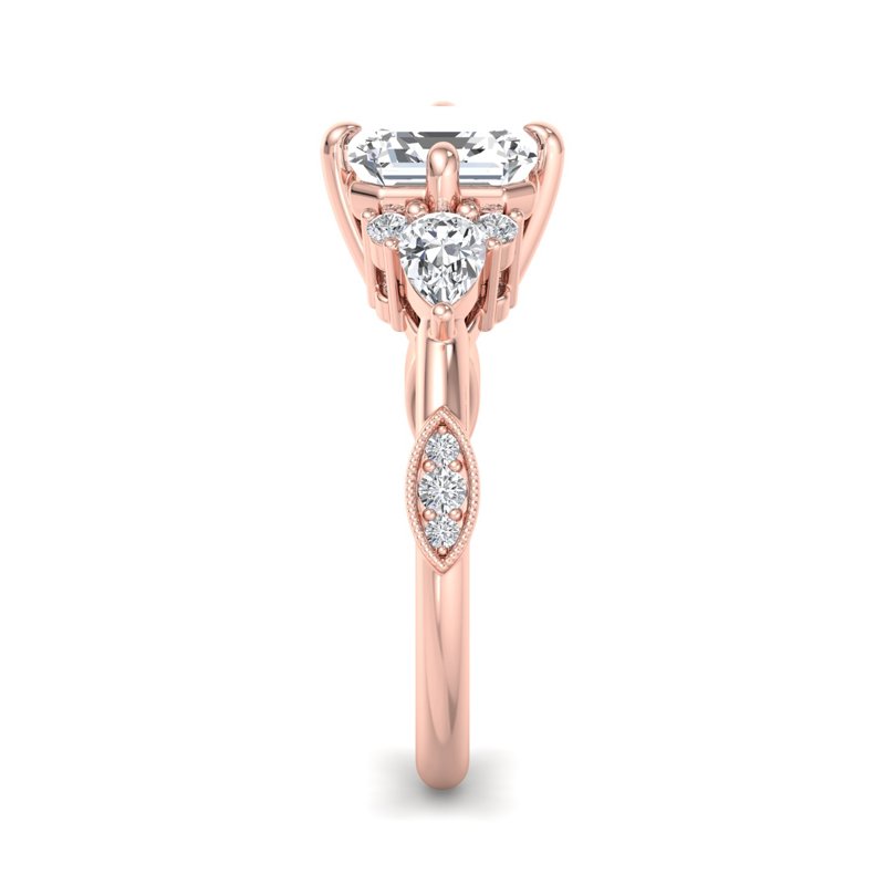 Rose Gold Lucielle Pear (3/8ctw) & 1ct Asscher Lab Grown Diamond Center