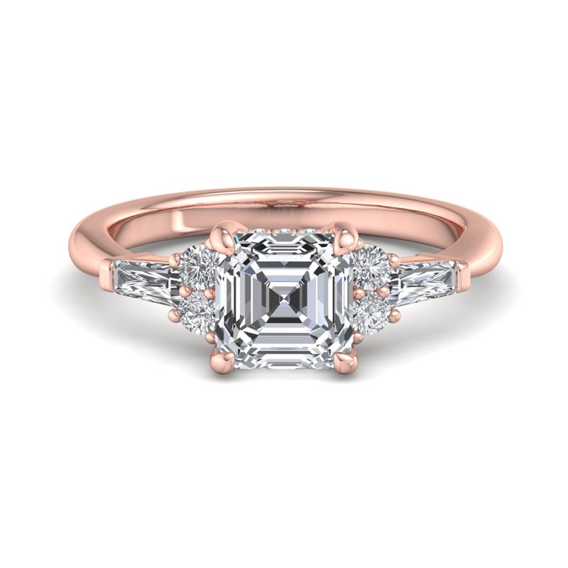 Rose Gold Thea Baguette & Round & 1ct Asscher Lab Grown Diamond Center