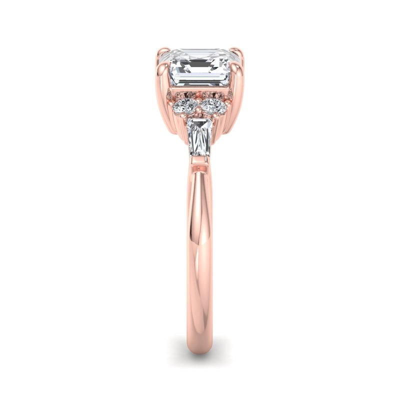 Rose Gold Thea Baguette & Round & 1ct Asscher Lab Grown Diamond Center