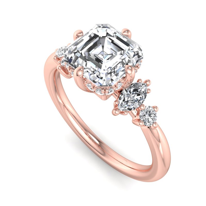 Rose Gold Julietta Hidden & 1ct Asscher Lab Grown Diamond Center
