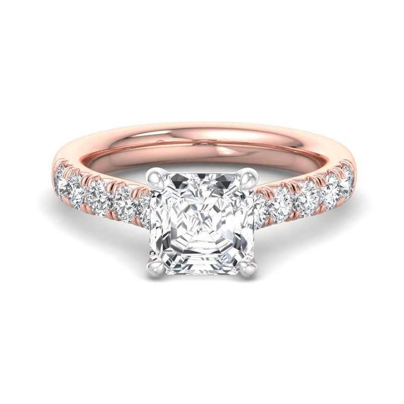 Rose Gold Delphina (5/8ctw) & 1ct Asscher Lab Grown Diamond Center