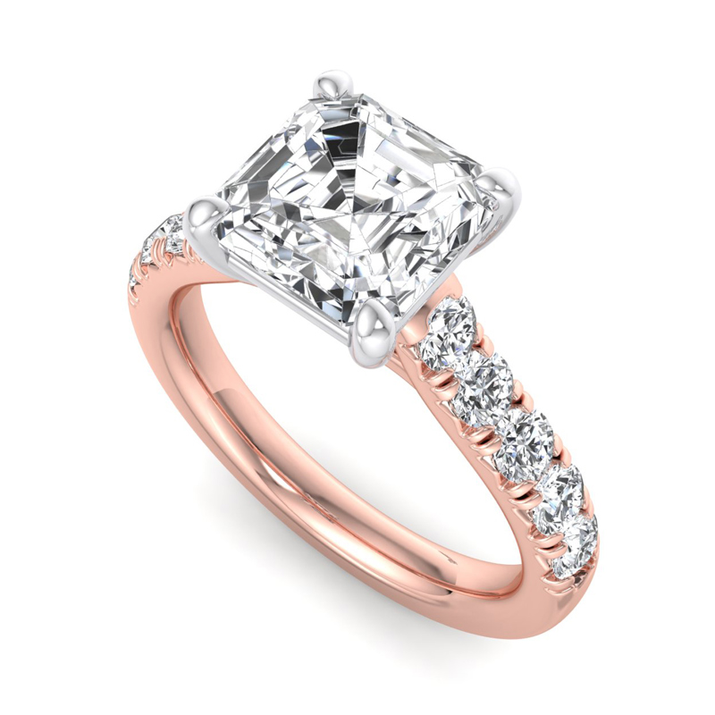 Rose Gold Delphina (5/8ctw) & 1ct Asscher Lab Grown Diamond Center