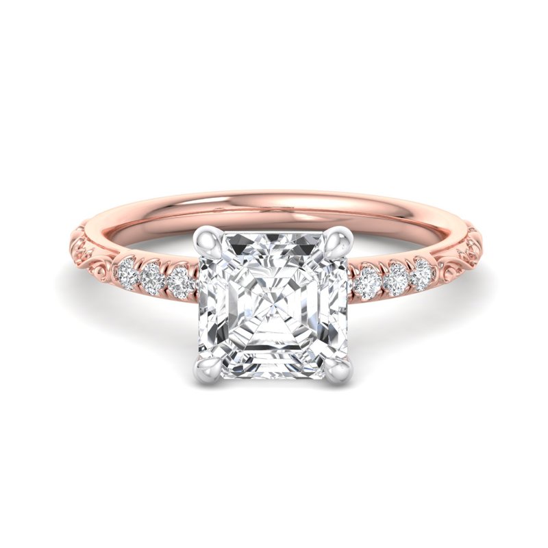 Rose Gold Lacee (1/8ctw) & 1ct Asscher Lab Grown Diamond Center