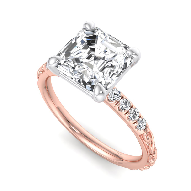Rose Gold Lacee (1/8ctw) & 1ct Asscher Lab Grown Diamond Center