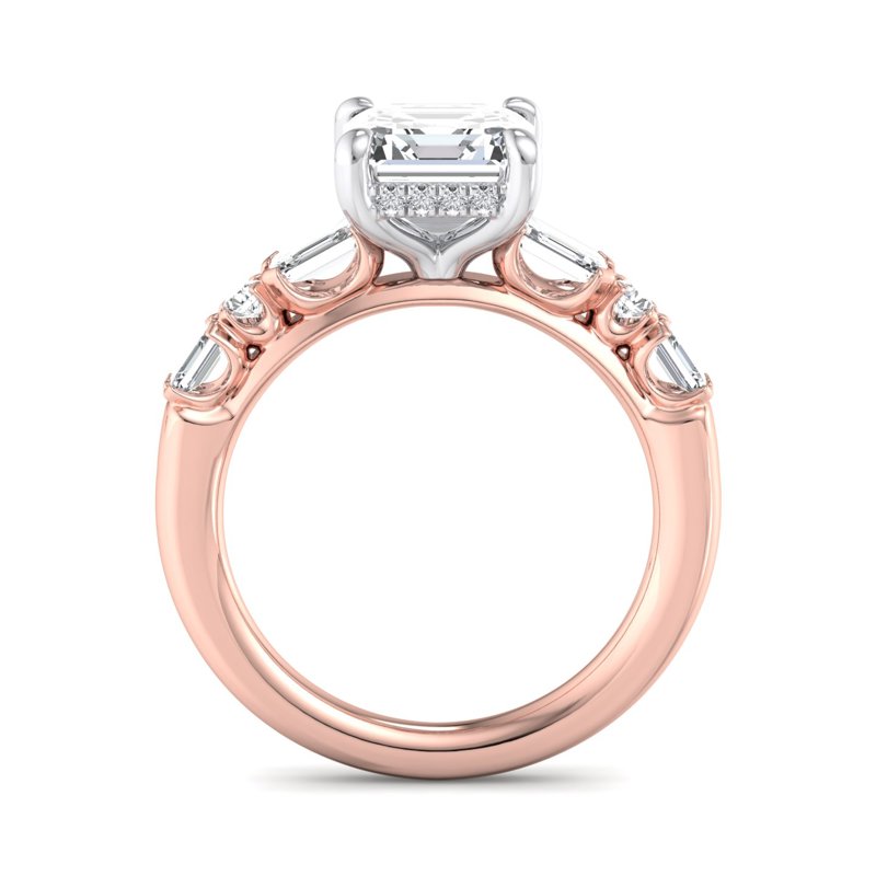 Rose Gold Ava Emerald & 1ct Asscher Lab Grown Diamond Center