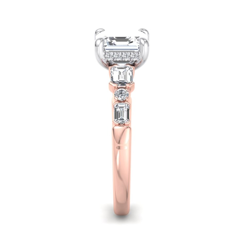 Rose Gold Ava Emerald & 1ct Asscher Lab Grown Diamond Center