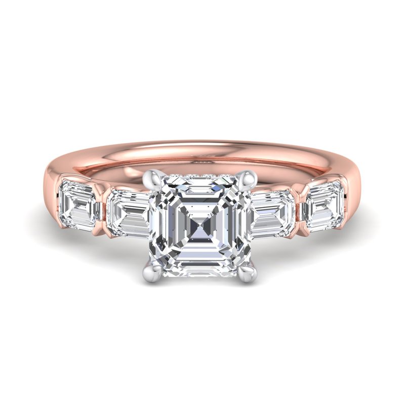 Rose Gold Neuro Emerald & 1ct Asscher Lab Grown Diamond Center