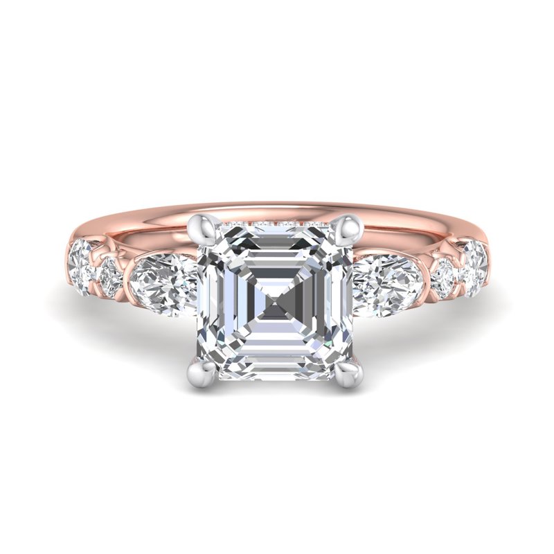 Rose Gold Ava Oval (3/4ctw) & 1ct Asscher Lab Grown Diamond Center