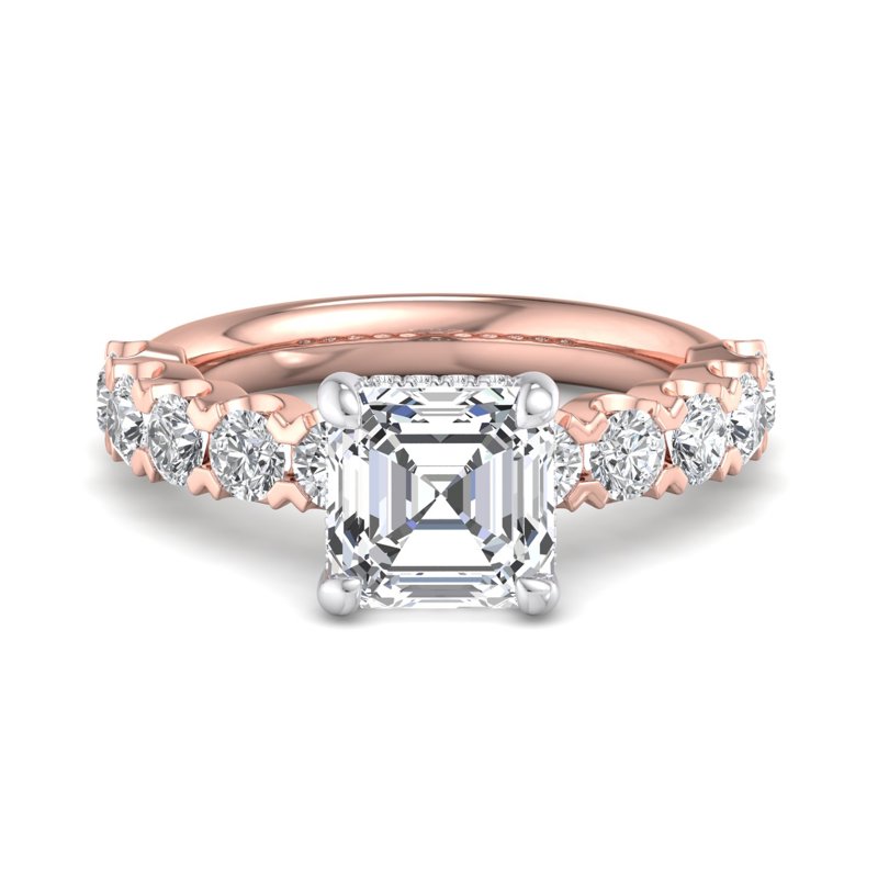 Rose Gold Luxe Harper & 1ct Asscher Lab Grown Diamond Center