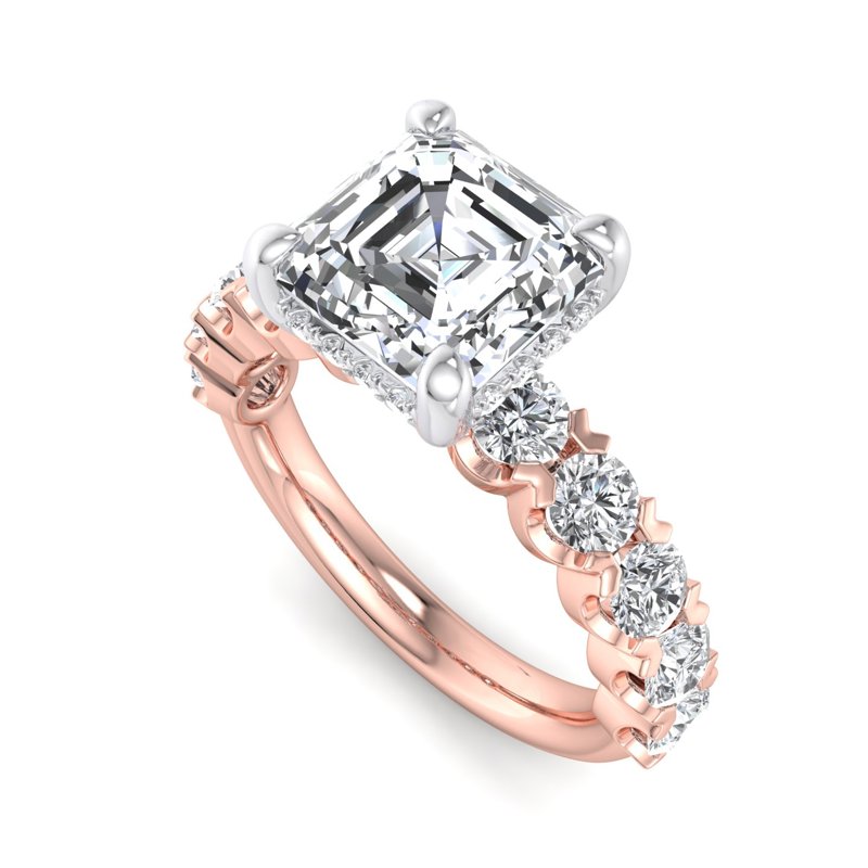 Rose Gold Luxe Harper & 1ct Asscher Lab Grown Diamond Center