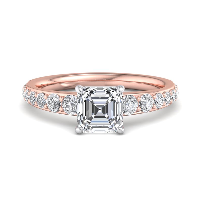Rose Gold Classic Hazel Tapered (1/2ctw) & 1ct Asscher Lab Grown Diamond Center