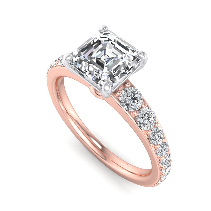 Rose Gold Classic Hazel Tapered (1/2ctw) & 1ct Asscher Lab Grown Diamond Center