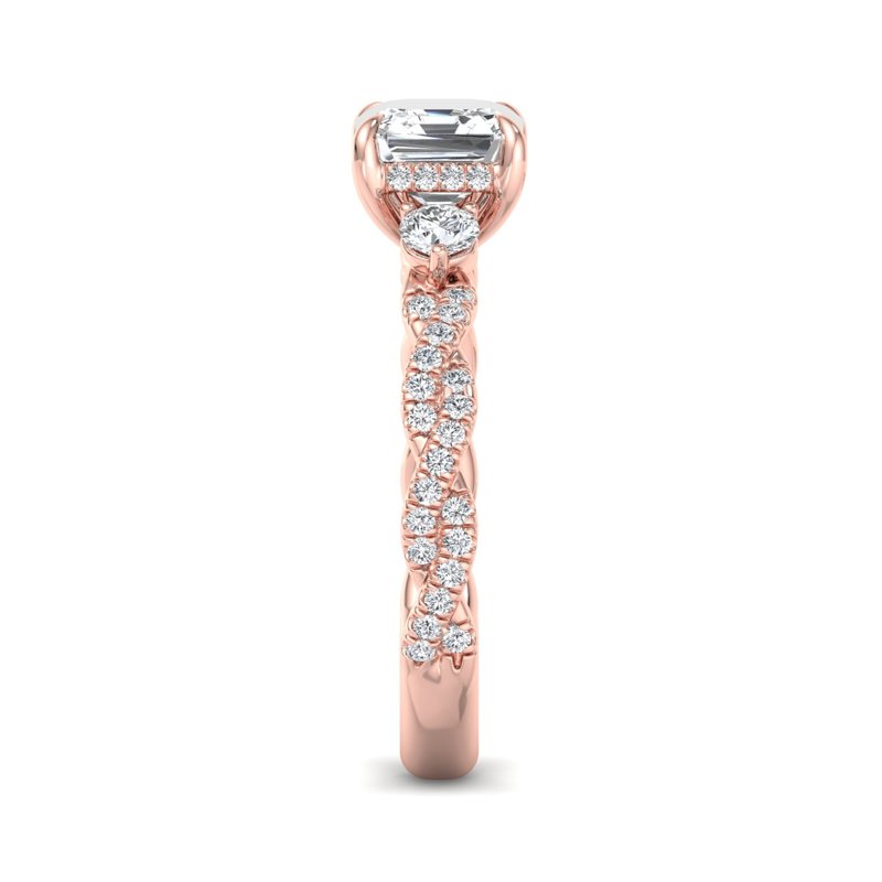 Rose Gold Gracie Three Stone & 1ct Asscher Lab Grown Diamond Center