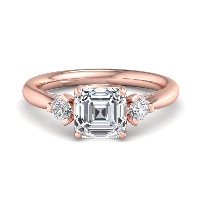 Rose Gold Nellie Deco & 1ct Asscher Lab Grown Diamond Center