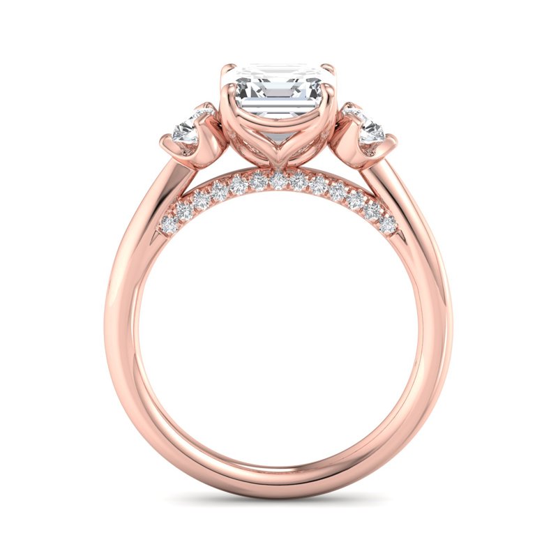 Rose Gold Nellie Deco & 1ct Asscher Lab Grown Diamond Center