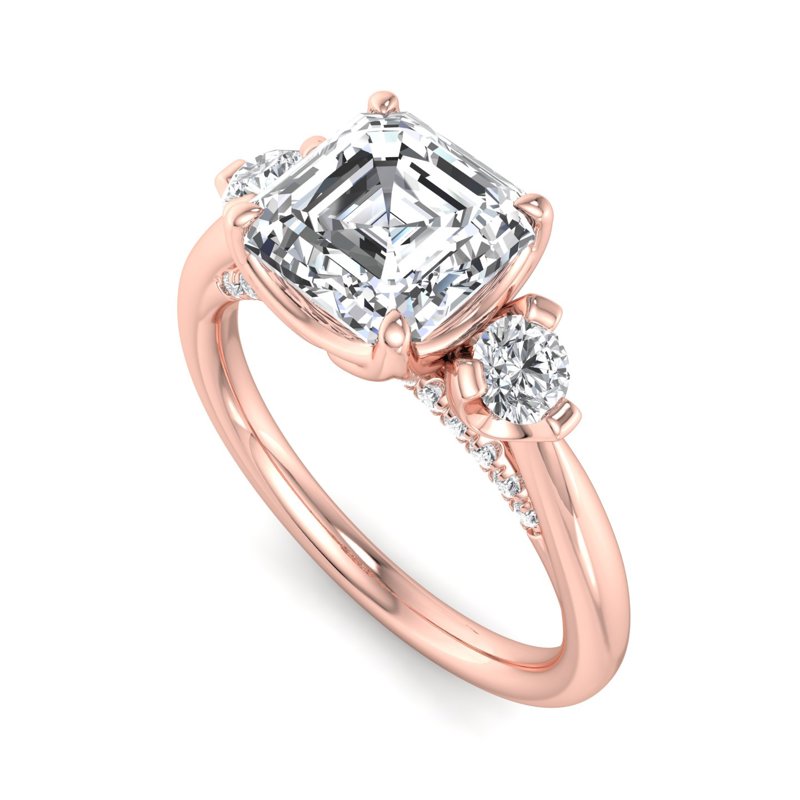 Rose Gold Nellie Deco & 1ct Asscher Lab Grown Diamond Center