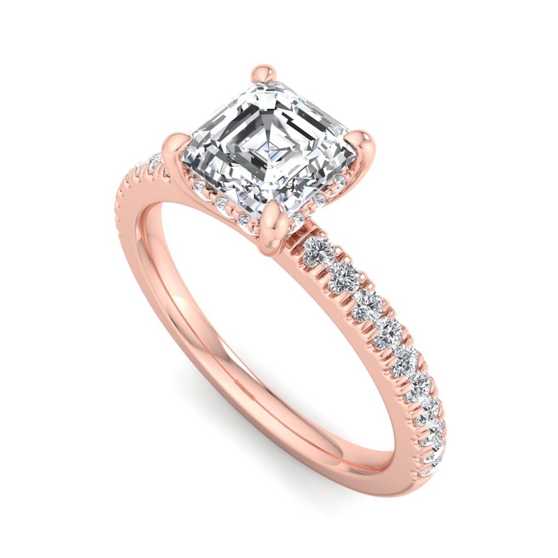 Rose Gold Grand Whisper Hidden (1/4ctw) & 1ct Asscher Lab Grown Center