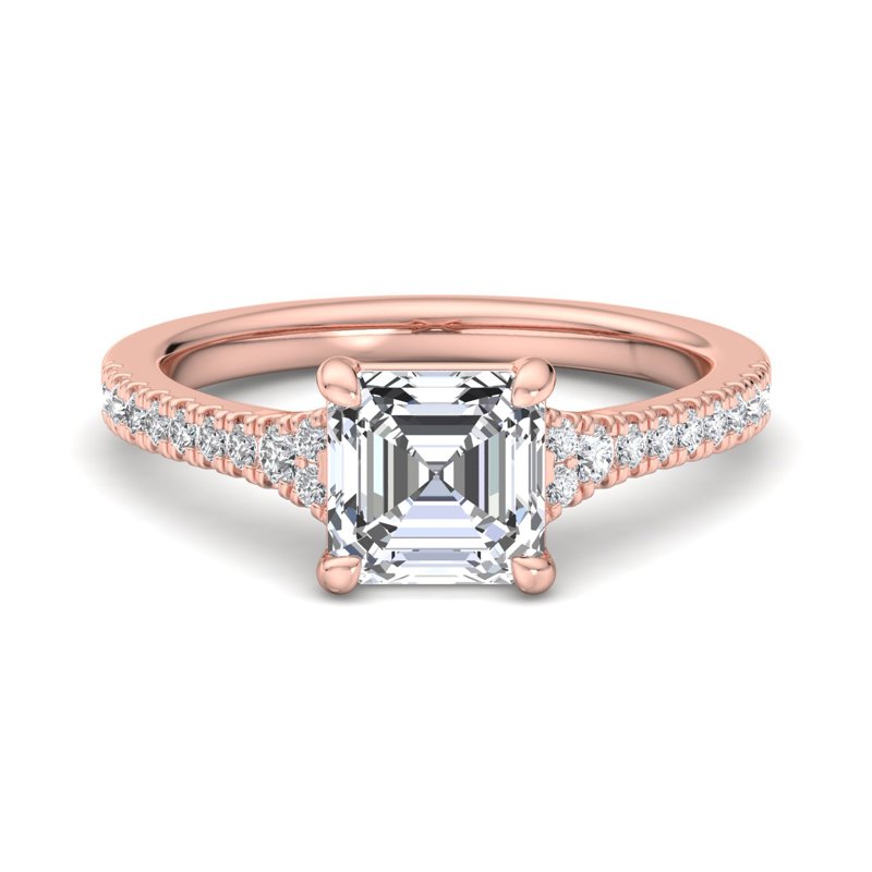 Rose Gold Tiara (1/5ctw) & 1ct Asscher Lab Grown Center