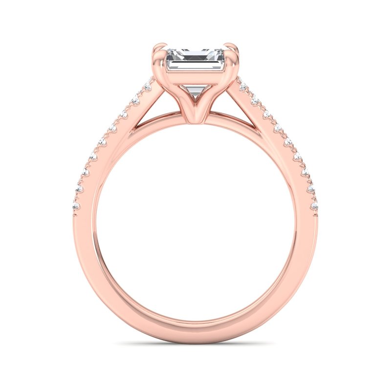 Rose Gold Tiara (1/5ctw) & 1ct Asscher Lab Grown Center