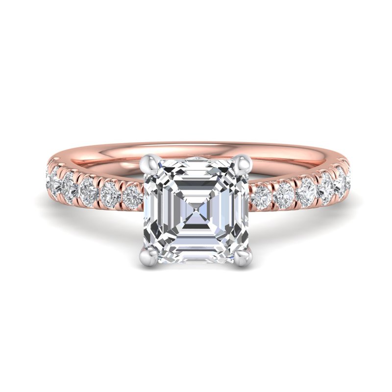 Rose Gold Vintage Clementine & 1ct Asscher Lab Grown Diamond Center