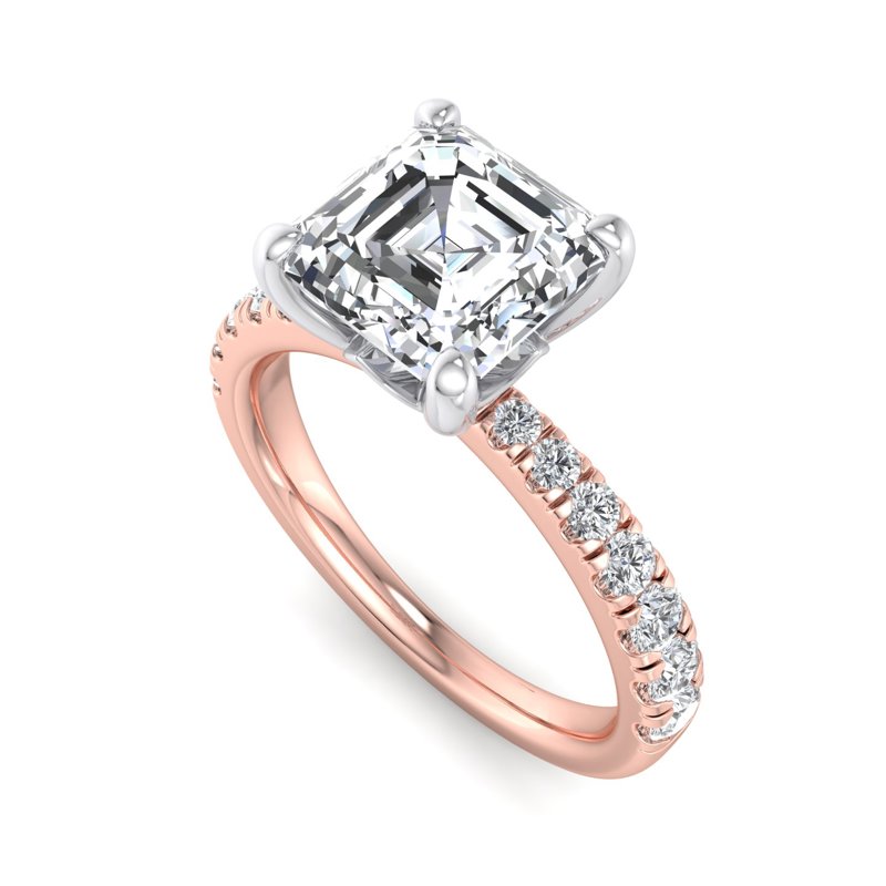 Rose Gold Vintage Clementine & 1ct Asscher Lab Grown Diamond Center