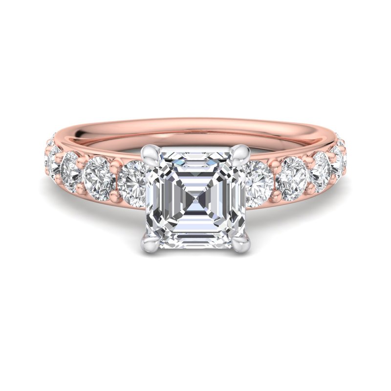 Rose Gold Luxe Hazel Tapered (1ctw) & 1ct Asscher Lab Grown Diamond Center
