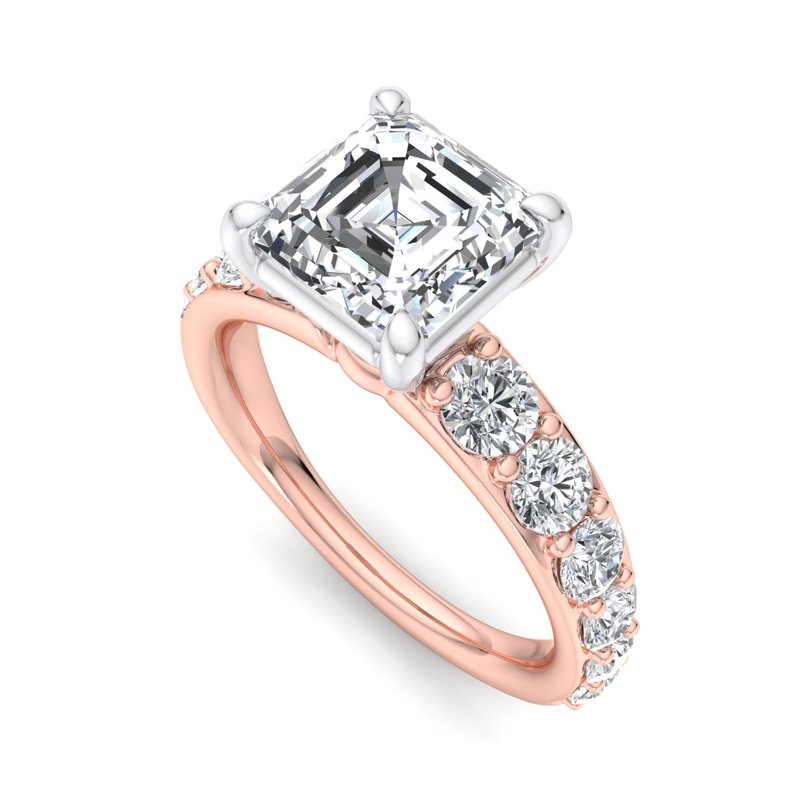 Rose Gold Luxe Hazel Tapered (1ctw) & 1ct Asscher Lab Grown Diamond Center