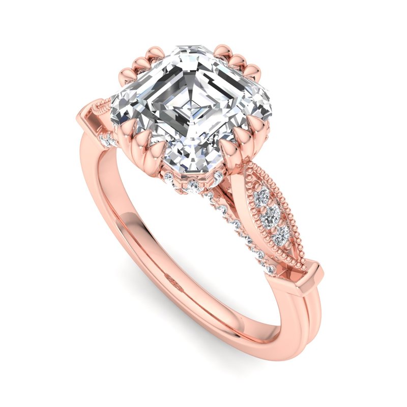 Rose Gold Boheme Arte & 1ct Asscher Lab Grown Diamond Center