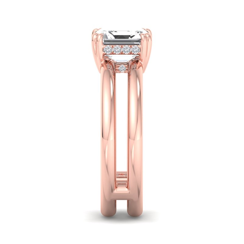 Rose Gold Modern Split Hidden Solitaire & 1ct Asscher Lab Grown Diamond Center