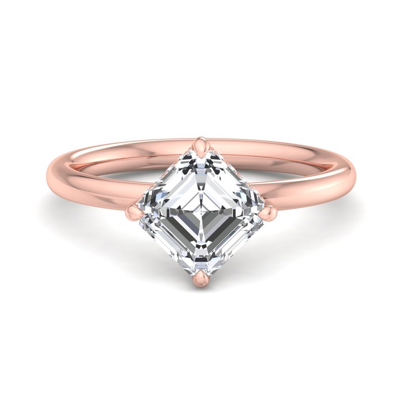 Rose Gold Remi Kite Hidden Solitaire & 1ct Asscher Lab Grown Diamond Center